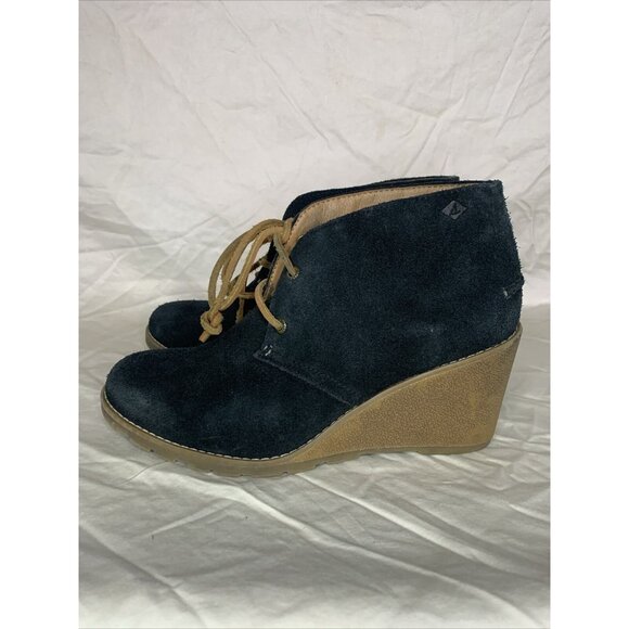Sperry Boots Womens 9M Stella Ankle Bootie Wedge Lace Up STS96941 Leather Suede - Picture 7 of 11